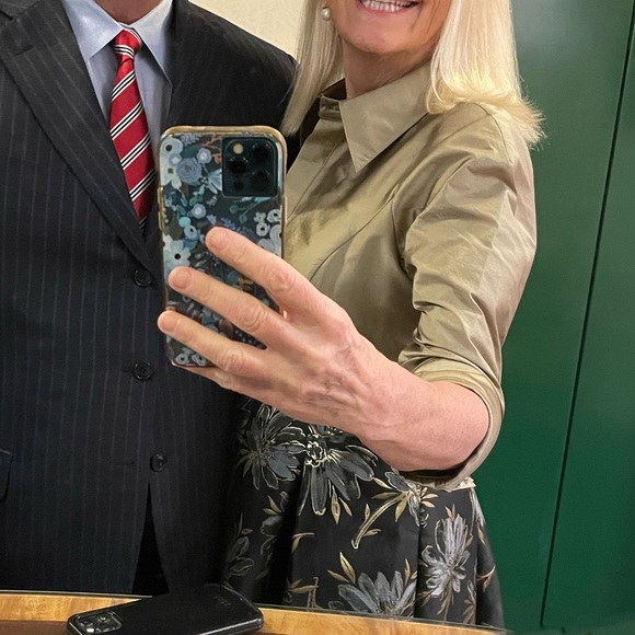 Teri Jon Ricki Freeman satin & brocade dress size 6 3/4 sleeve worn once - Picture 2 of 11